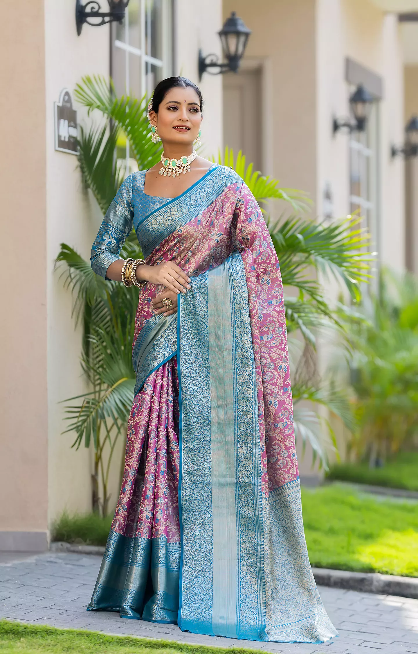 Alishma Peach Kanjiviram Pattu Silk Saree