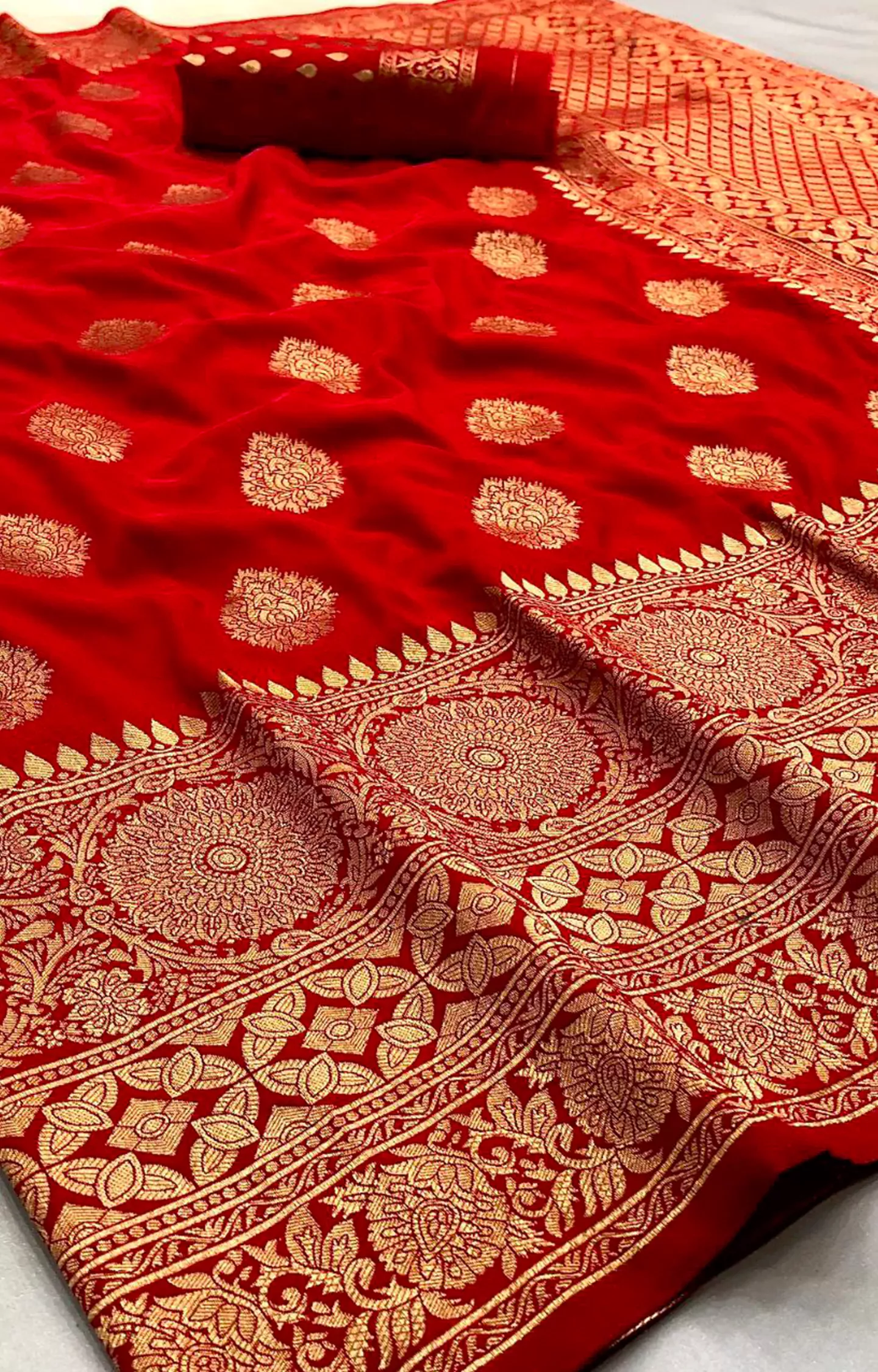 Sushma Red Soft Silk Gold Zari Weaving Saree